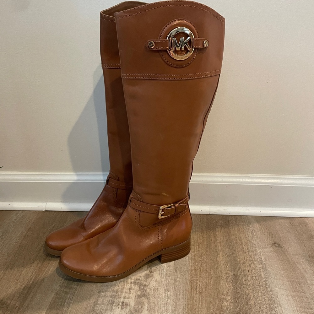 Michael Kors brown leather boots like new!